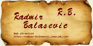 Radmir Balašević vizit kartica